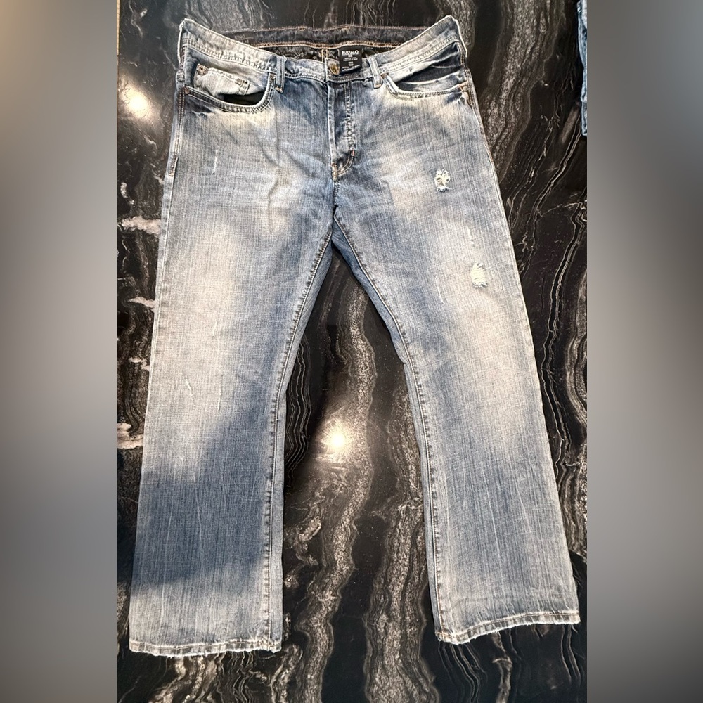 Buffalo David Bitton Men's Faded Blue Straight Jeans 36x32